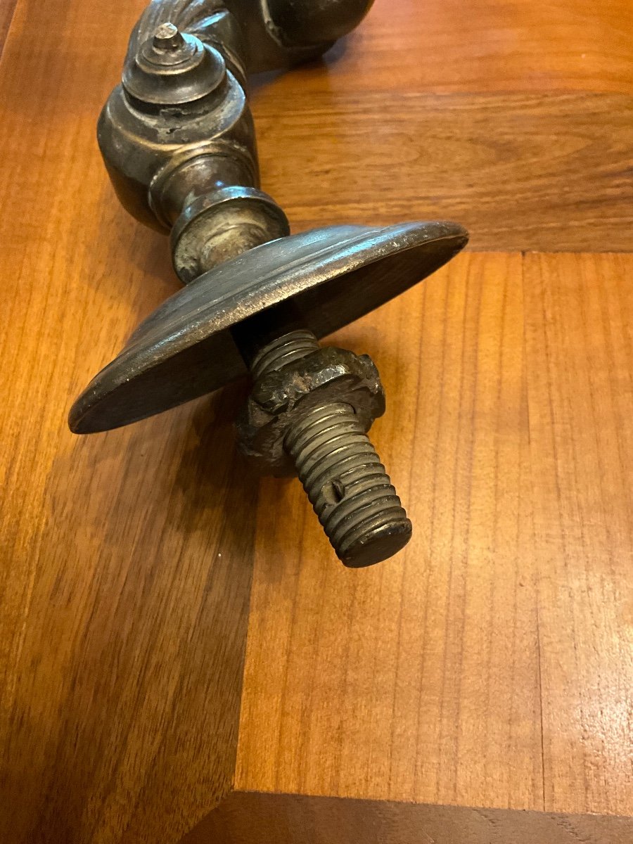 Large Bronze Door Knocker Representing A Hand Holding A Ball Late 18th Century -photo-7